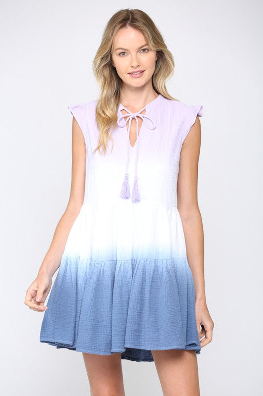 Dip-Dye Ruffled Dress