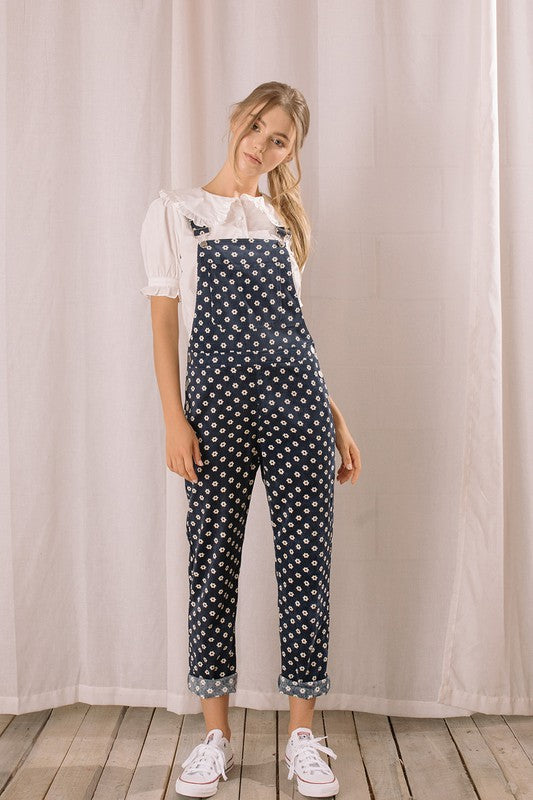 Navy Floral Overalls