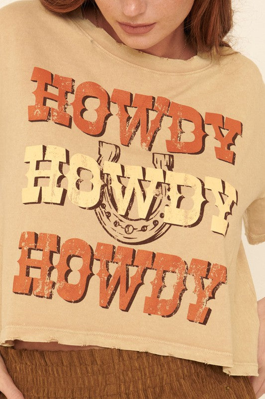 Howdy Mineral Washed Distressed Graphic Tee