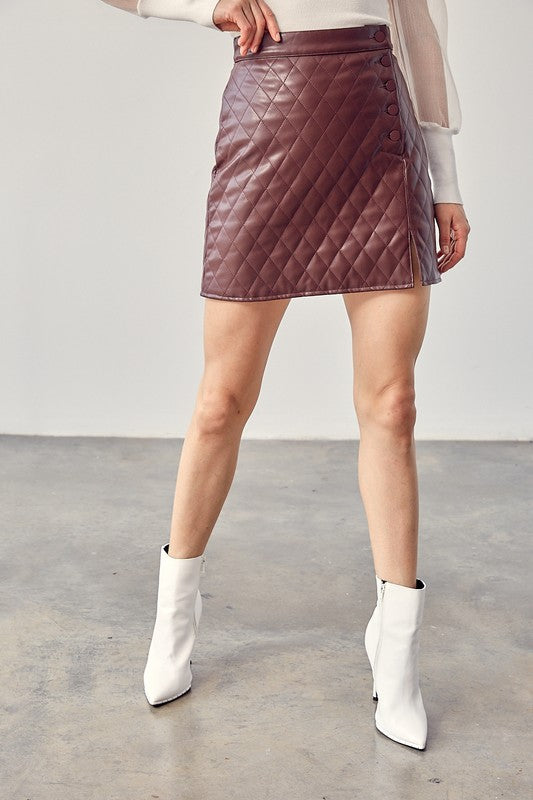 Mulberry Faux Leather Skirt