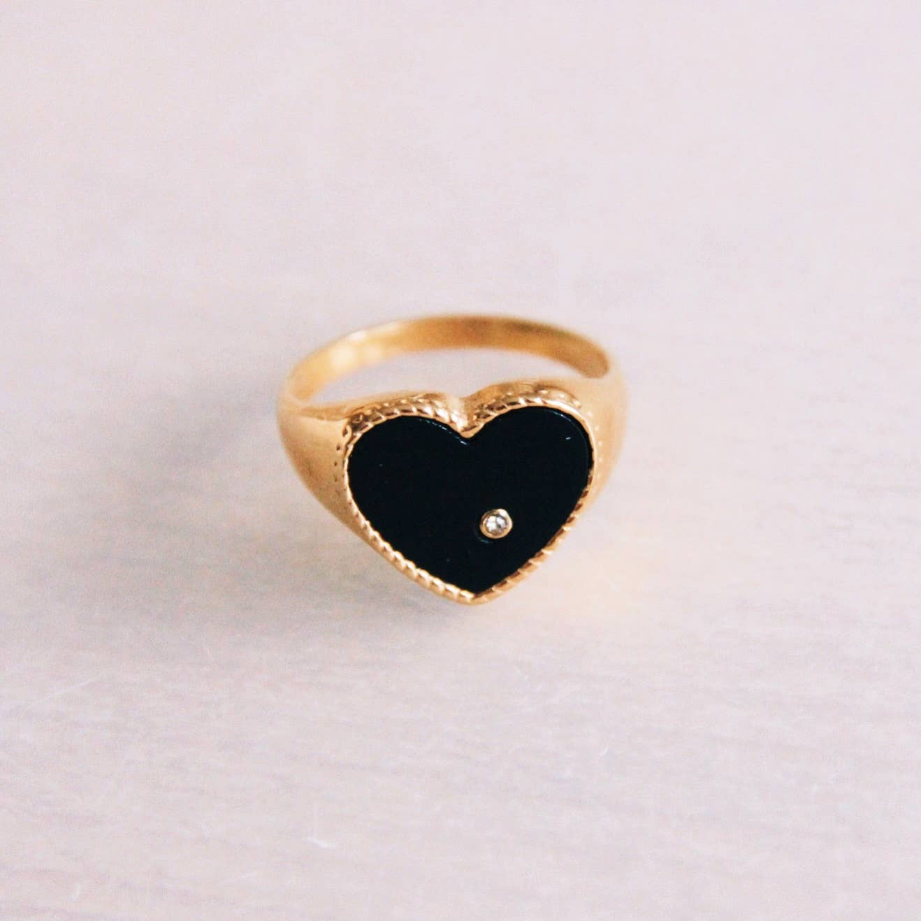 Steel ring black heart