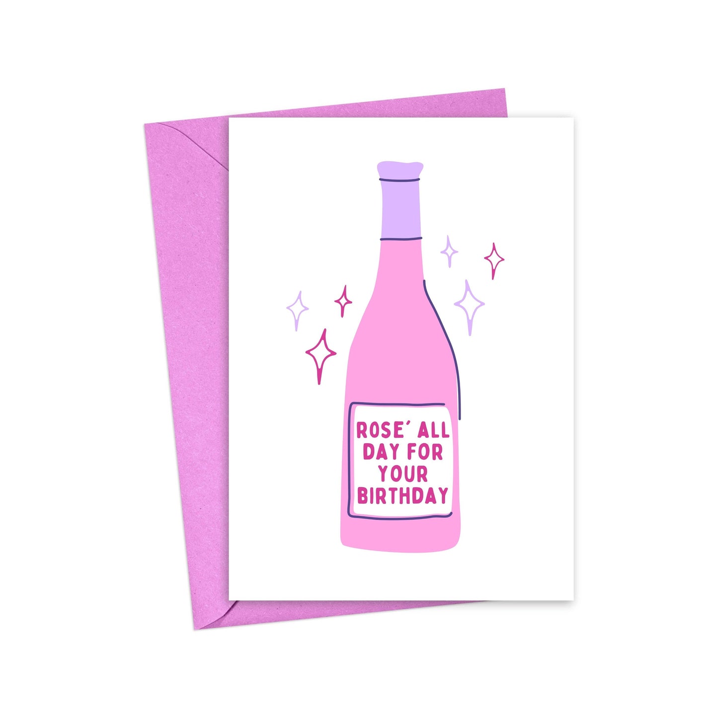 R is for Robo - Rose All Day Wine Lover Birthday Card
