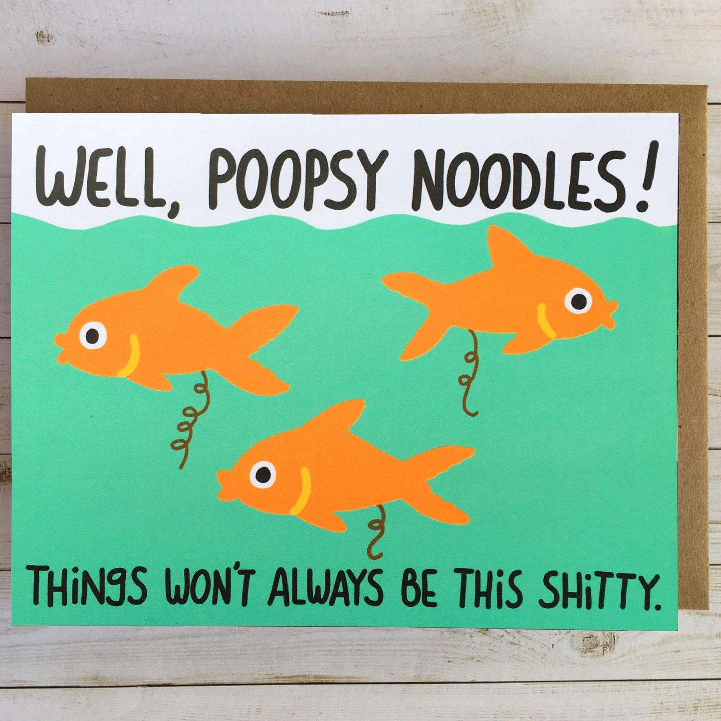 Bangs & Teeth - Goldfish Encouragement Card, cute get well card, funny card