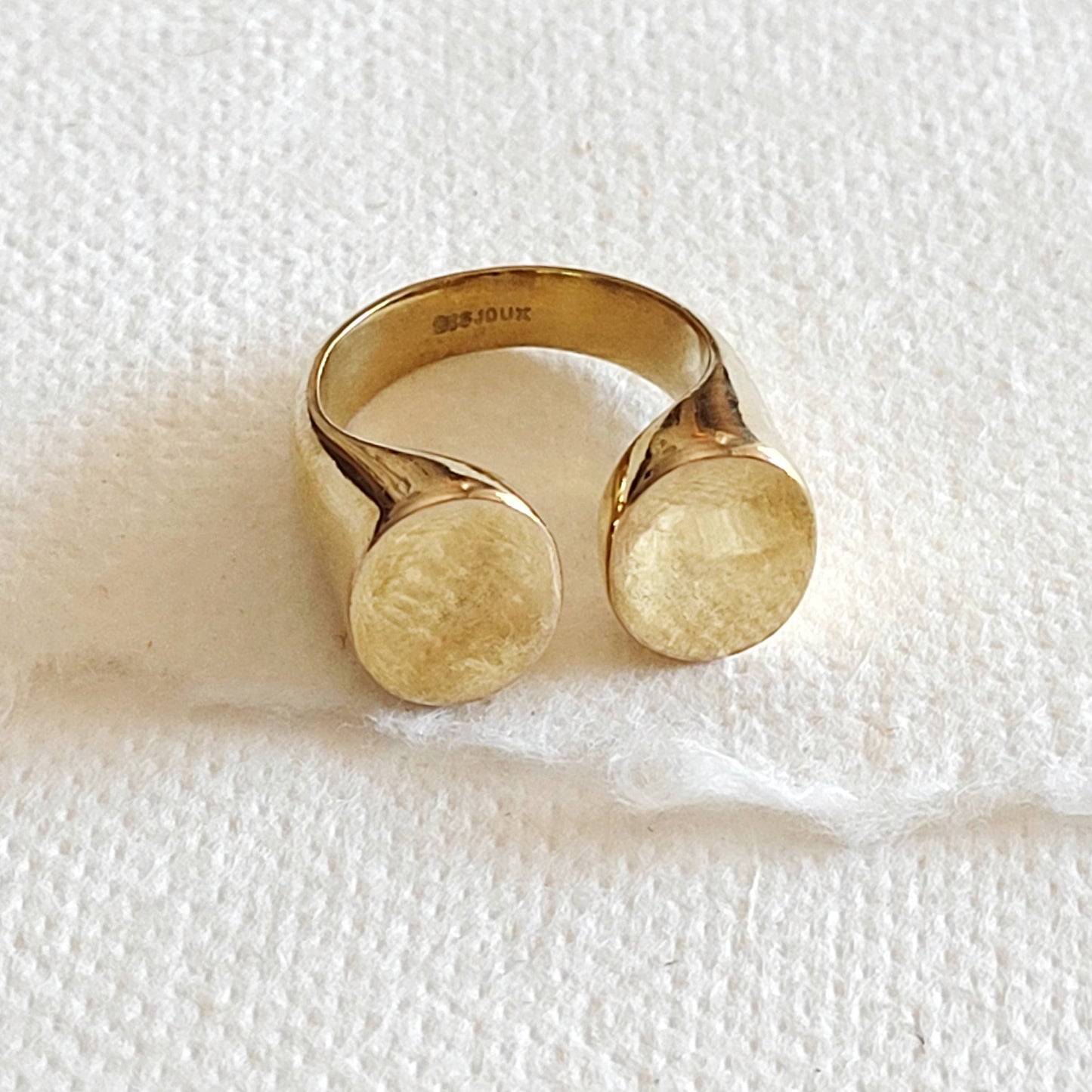Brass double flat round sphere Ring