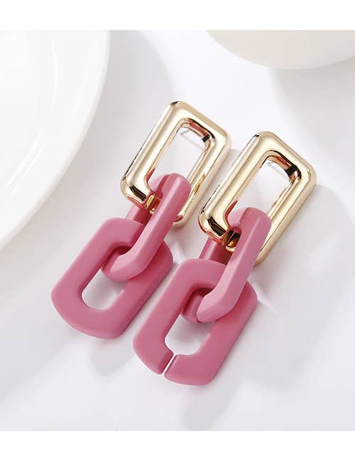 Koko and Lola - Una Pink & Gold Chain Link Resin Earrings