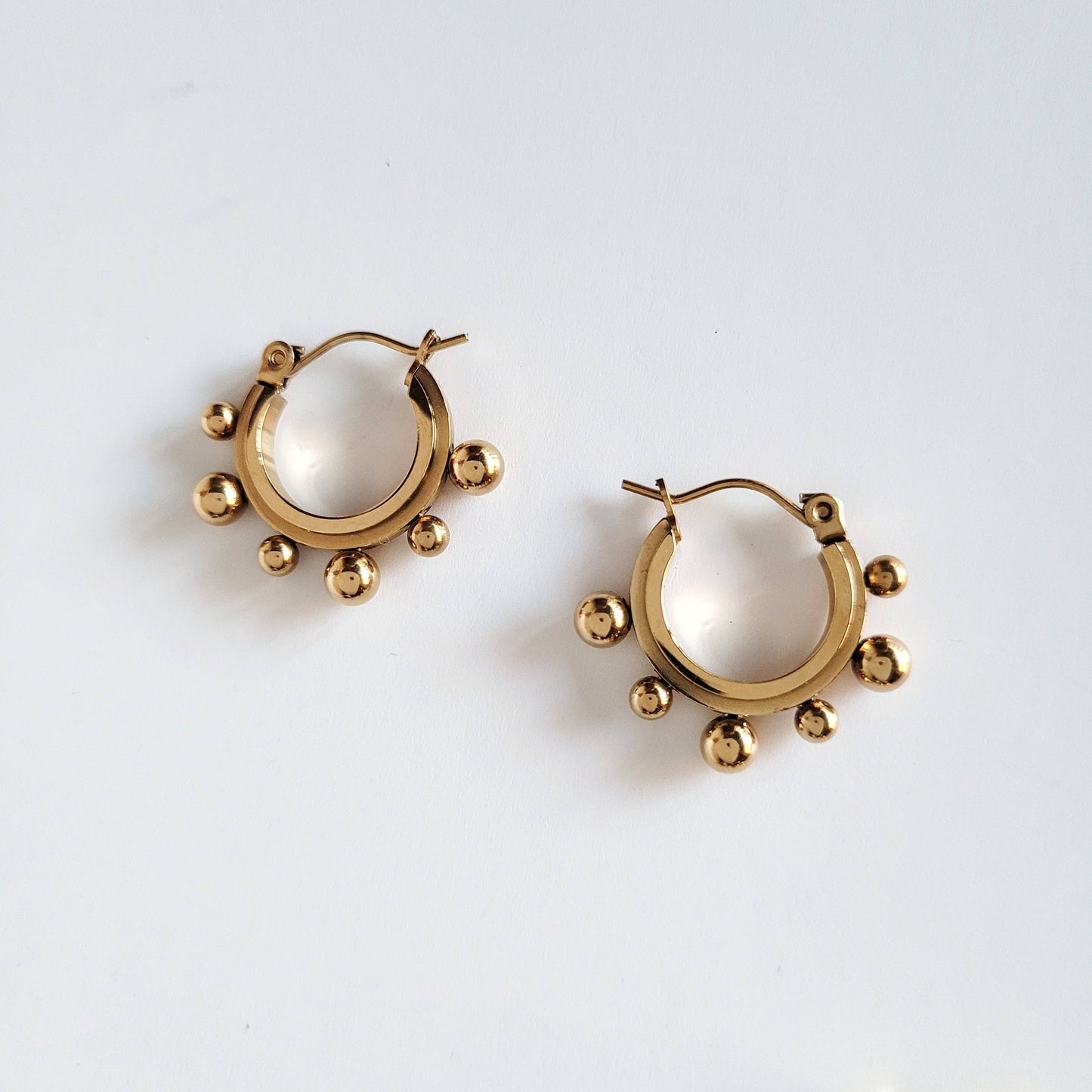 Gold plated hoop huggies earrings