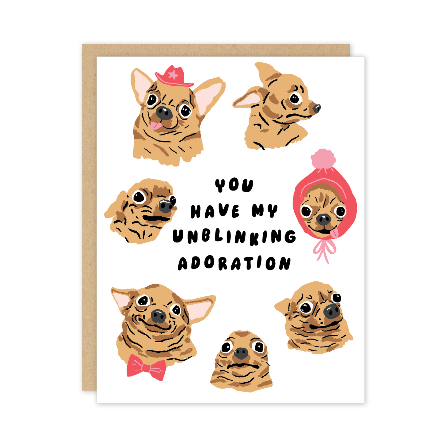 Party of One - Unblinking Dog Chihuahua Love Friendship Card
