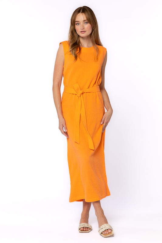 Addie Rose Austin boutique orange belted dress