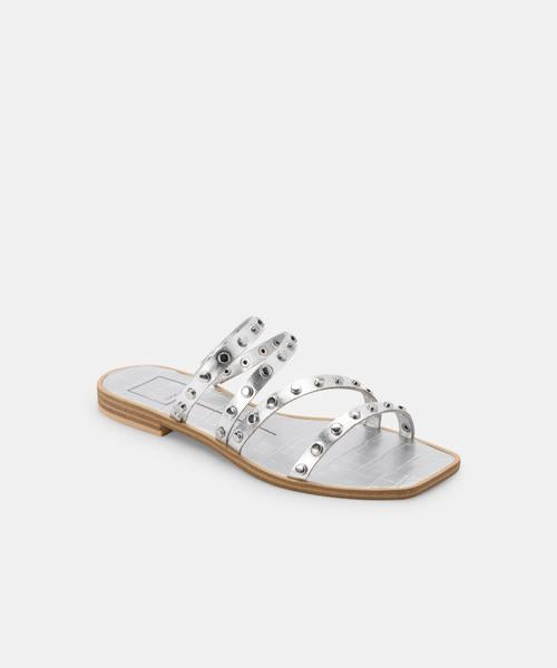 Izabel Silver Metallic Stella Studded Sandals