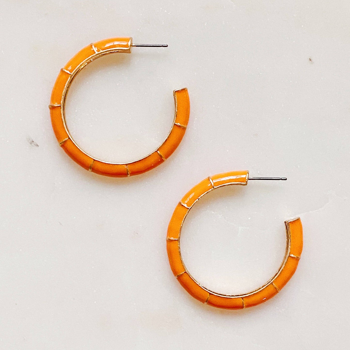 Orange Candy Drop Colored Hoop Earrings