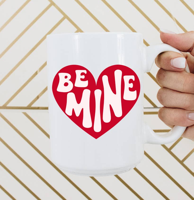Sweet Mint Handmade Goods - 15oz mug, Be Mine Heart Mug, Valentines Day, Love, Red Heart