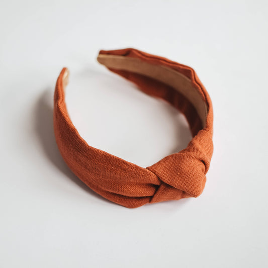 Pumpkin Spice Linen Headband - Orange Headband